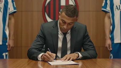 K.R.C. Genk-speler Konstantinos Karetsas in beeld bij Milan